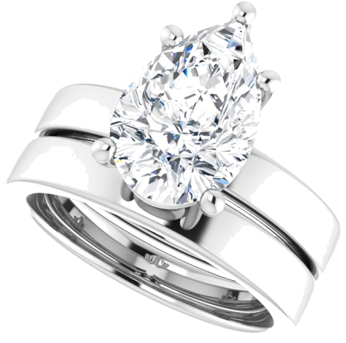 Sužadėtuvių Žiedas „Solitaire“ 950 Platinos Pear 12mm x 8mm (10)