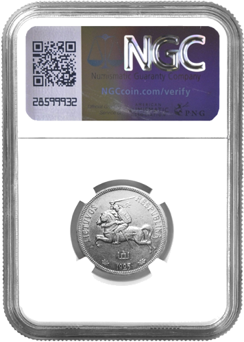 1925 Lietuva 2 litų (Du litu) sidabrinė moneta NGC MS 61 (2)