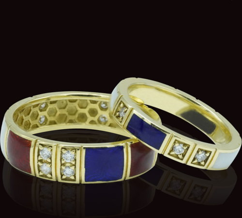 Rings with Limoges ceramic and diamonds (5)