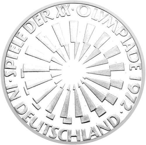 10 марки Олимпиадата в Мюнхен 1972 Германия сребърна монета (1)