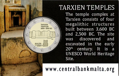2021 Malta Tarxien temple (UNESCO) 2 Euro BU coin (1)