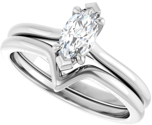 14K White 8x4 mm Marquise V-Prong Engagement Ring Mounting (10)