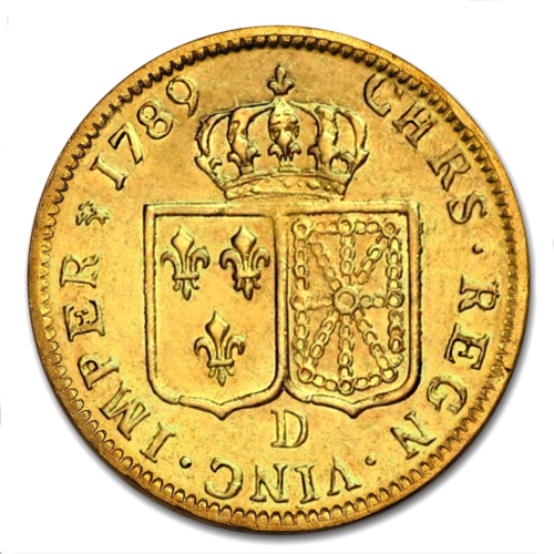 1 Louis d'Or Louis XVI (1785-1791) Prancūzijos karalystės auksinė moneta (2)