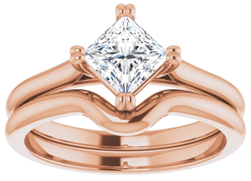 Sužadėtuvių Žiedas „Double Claw-Prong Solitaire“ 10k rose gold Square 5mm (8)