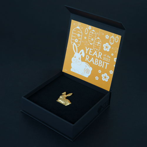 2023 Година на заека Монголия 1 унция сребърна монета в кутия (със златно покритие) (6)