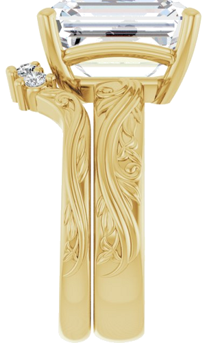 Sužadėtuvių Žiedas „Solitaire Sculptural“ 14k yellow gold Emerald 12mm x 10mm (9)