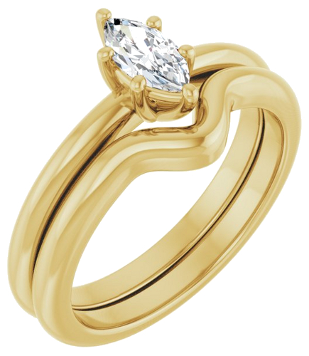 Sužadėtuvių Žiedas 14k yellow gold Marquise 7mm x 3.5mm (6)