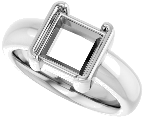 Sužadėtuvių Žiedas „Half-Bezel Solitaire“ 14k white gold Square 7.5mm (5)