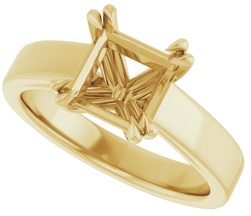 Sužadėtuvių Žiedas „Double Claw-Prong Solitaire“ 10k yellow gold Square 7mm (5)