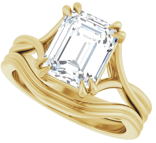 14K Yellow 9x7 mm Emerald Solitaire Engagement Ring Mounting (10)