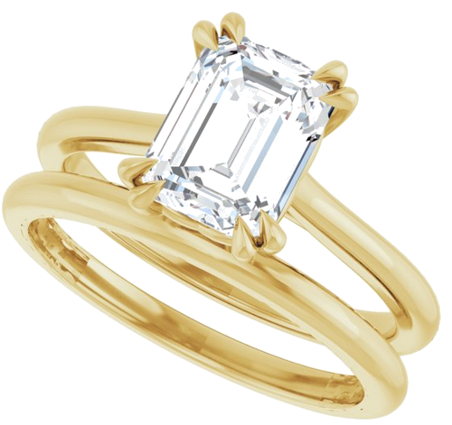 14K Yellow 8x6 mm Emerald Solitaire Engagement Ring Mounting (10)