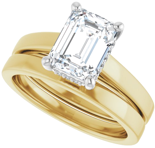 Sužadėtuvių Žiedas „Hidden Halo-Style“ 14k yellow/white gold Emerald 8mm x 6mm (10)