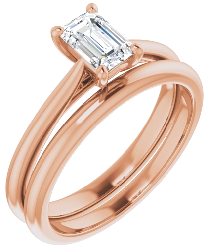 Sužadėtuvių Žiedas „Solitaire“ 14k rose gold Emerald 6mm x 4mm (6)