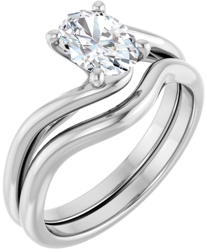 Sužadėtuvių Žiedas „Bypass“ 14k white gold Oval 7.5mm x 5.5mm (6)