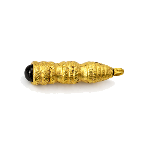 Romėniškas auksinis pakabukas-amuletas su almandino kabošonu, Romos imperija, II–III a. (1)