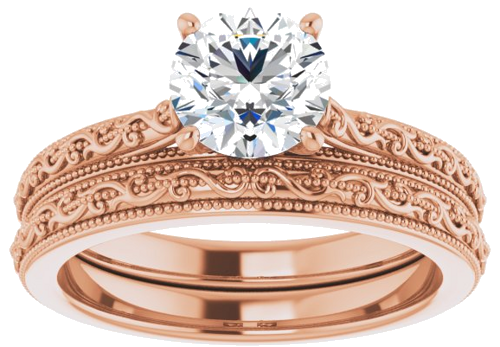 Sužadėtuvių Žiedas „Solitaire“ 585 Rožinis Aukso Round 6.5mm (8)