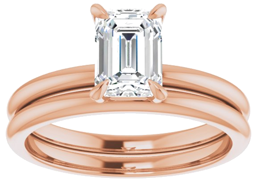14K Rose  7x5 mm Emerald Solitaire Engagement Ring Mounting (8)