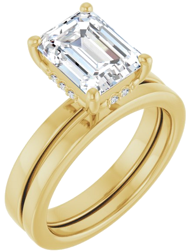 Sužadėtuvių Žiedas „Hidden Halo-Style“ 14k yellow gold Emerald 9mm x 7mm (6)