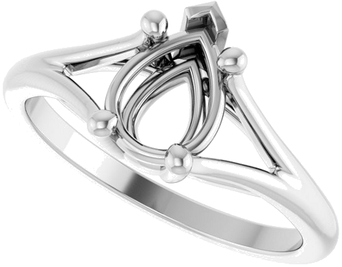 Sužadėtuvių Žiedas „Solitaire Split-Shank“ 14k white gold Pear 8mm x 6mm (5)