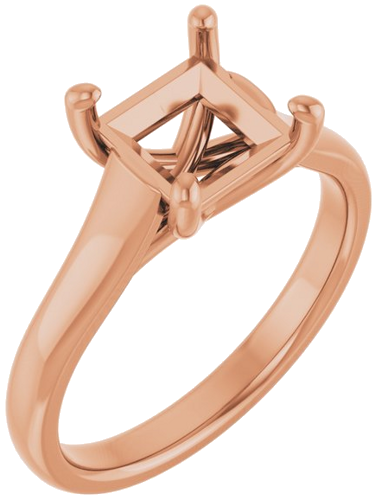 Sužadėtuvių Žiedas „Solitaire“ 585 Rožinis Aukso Square 6.5mm (1)