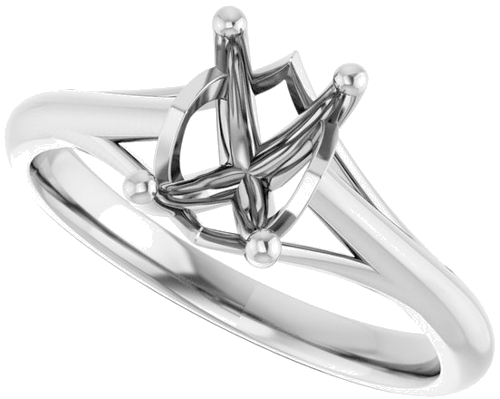 14K White 7x5 mm Emerald Solitaire Engagement Ring Mounting (5)