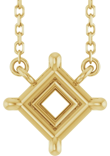 Pakabukas „Solitaire Claw-Prong“ 14k yellow gold Square 4.5mm (1)