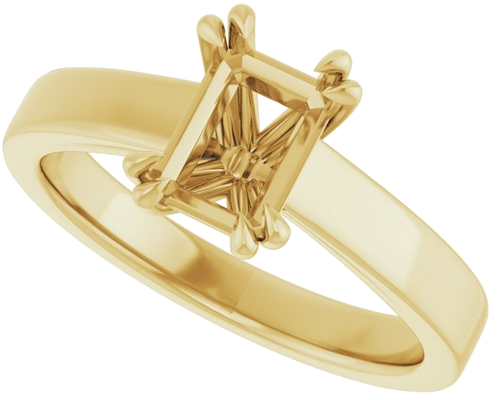 Sužadėtuvių Žiedas „Double Claw-Prong Solitaire“ 14k yellow gold Emerald 7mm x 5mm (5)