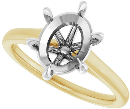 Sužadėtuvių Žiedas „Claw-Pong“ 14k yellow/white gold Oval 10mm x 8mm (5)