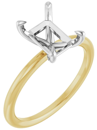 Sužadėtuvių Žiedas „Claw-Prong Solitaire“ 14k yellow/white gold Emerald 8.5mm x 6.5mm (1)