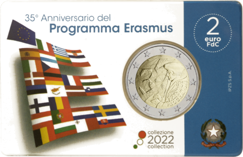 2022 Itālija Erasmus 35. gadadienai veltīta 2 eiro BU monēta (1)