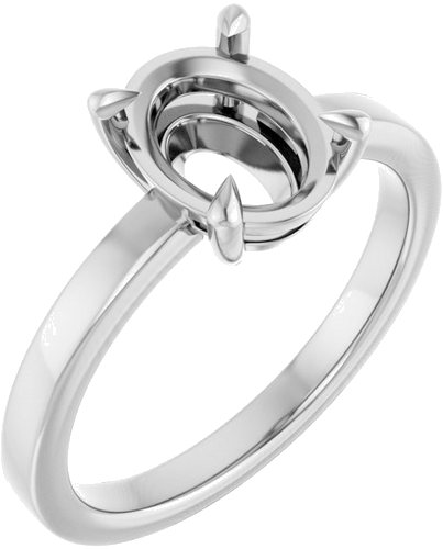 Sužadėtuvių Žiedas „Claw-Prong Solitaire“ 14k white gold Oval 9mm x 7mm (1)