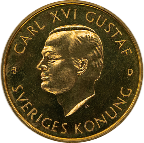 1000 kronu 1990. gada Zviedrijas zelta monēta - Kārļa XVI Gustava Karaliskais kuģis Vāsa (1)