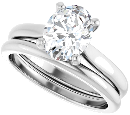 Sužadėtuvių Žiedas 14k white gold Oval 8.5mm x 6.5mm (10)