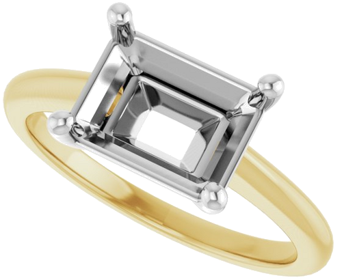 Sužadėtuvių Žiedas „Solitaire“ 585 Baltojo Ir Geltonojo Aukso Emerald 9mm x 7mm (4)