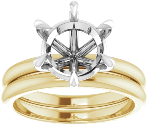 Sužadėtuvių Žiedas „Claw-Prong“ 14k yellow/white gold Round 9.4mm (8)