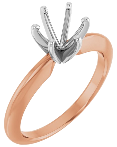 Sužadėtuvių Žiedas „Solitaire“ 14k rose/white gold Round 6mm x 6.6mm (1)