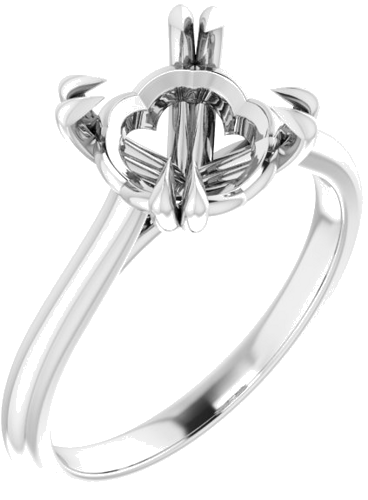 14K White 9 mm Round Solitaire Engagement Ring Mounting (1)