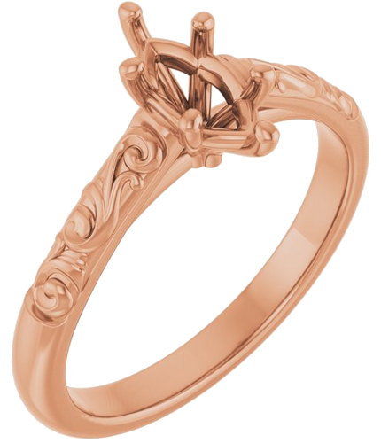 Sužadėtuvių Žiedas „Solitaire“ 10k rose gold Marquise 8mm x 4mm (1)
