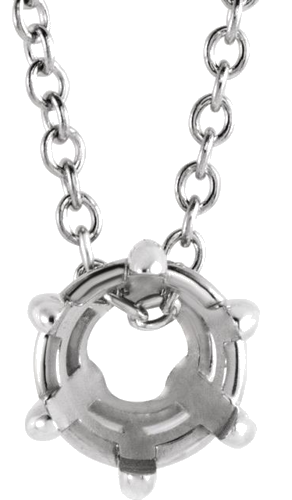 14K White 5 mm Round Solitaire 16-18  Necklace Mounting (1)