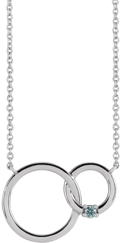 14K White 1-Stone Family Interlocking Circle 18  Necklace Mounting (3)