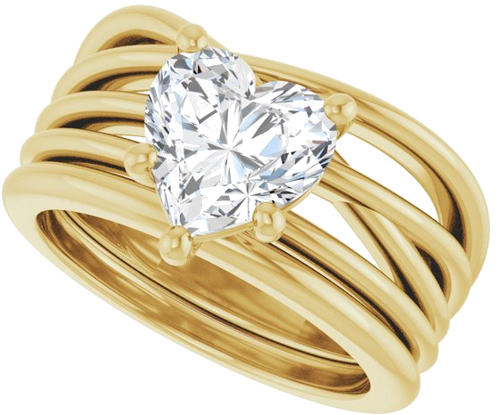 Sužadėtuvių Žiedas „Solitaire“ 585 Geltonojo Aukso Heart Shape 8mm (10)