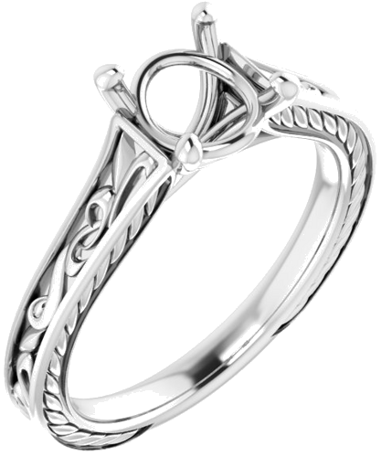 14K White  7 mm Round Solitaire Engagement Ring Mounting (1)