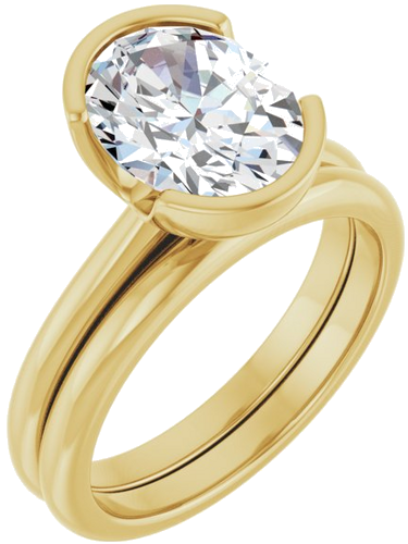 Sužadėtuvių Žiedas „Half-Bezel“ 14k yellow gold Oval 10mm x 8mm (6)