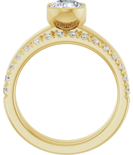 Sužadėtuvių Žiedas „Half-Bezel Solitaire“ 14k yellow gold Round 6.5mm (7)