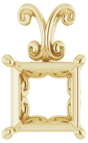 18K Yellow  10 mm Square Pendant Mounting (1)