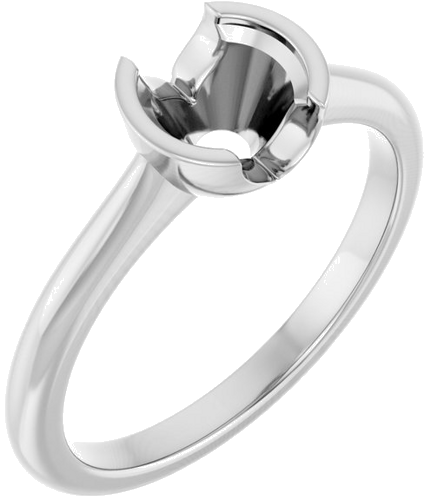 Sužadėtuvių Žiedas „Half Bezel Solitaire“ 585 Baltojo Aukso Round 6mm (1)