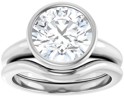 Sužadėtuvių Žiedas „Bezel-Set Solitaire“ 14k white gold Round 9.4mm (8)