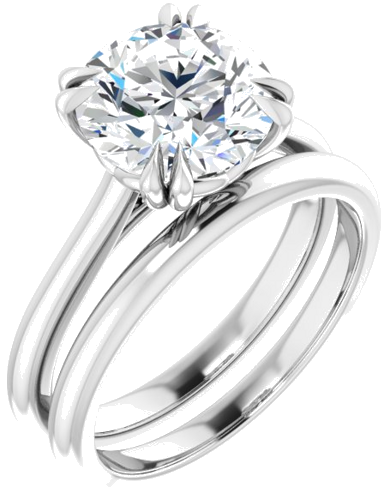Sužadėtuvių Žiedas „Solitaire“ 585 Baltojo Aukso Round 9mm (6)