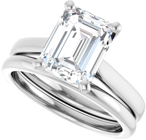 Sužadėtuvių Žiedas „Solitaire“ 585 Baltojo Aukso Emerald 9mm x 7mm (10)