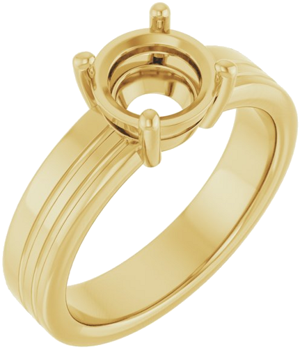 14K Yellow 7.4 mm Round Solitaire Engagement Ring Mounting (1)